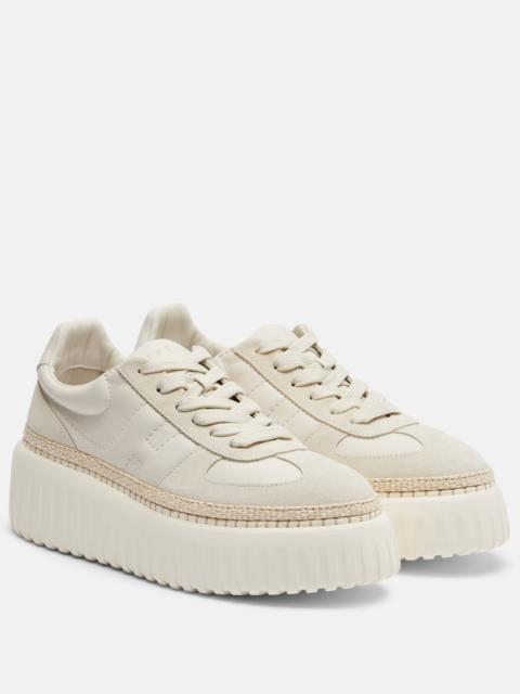 HOGAN H710 H-Stripes leather and suede platform sneakers