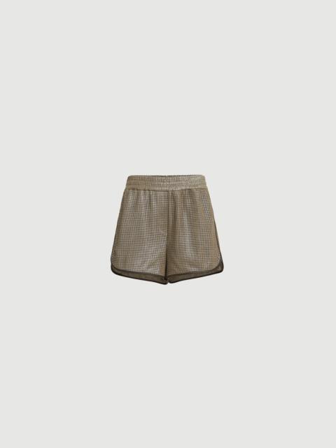 Brunello Cucinelli Sparkling leather net shorts