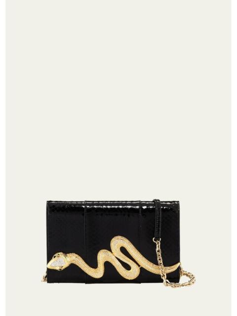 JUDITH LEIBER Serpent Snakeskin Clutch Bag