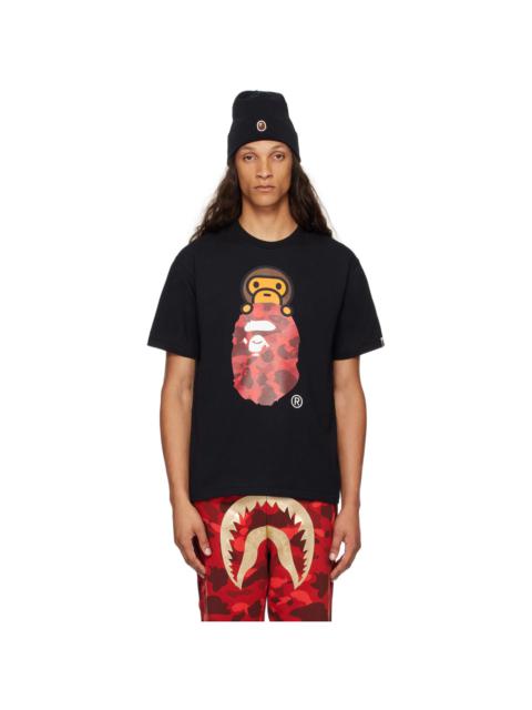 Black Color Camo Milo On Ape Head T-Shirt