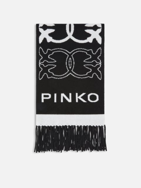 PINKO SCARF WITH JACQUARD LOVE BIRDS LOGO