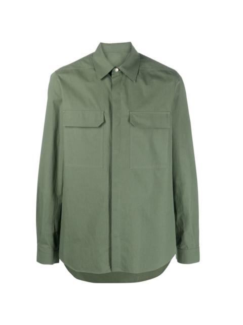 button-front long-sleeved overshirt