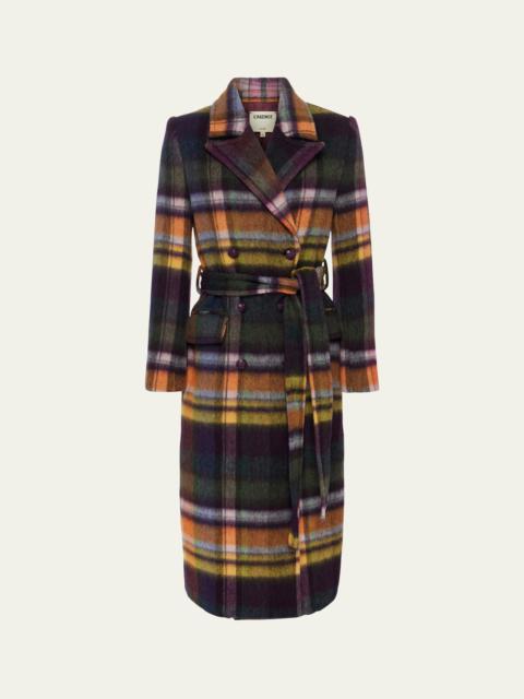 L'AGENCE Olina Belted Plaid Trench Coat