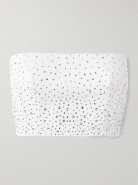 ALEX PERRY Cropped Strapless Crystal-embellished Mesh Top