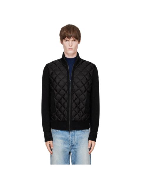 Moncler Black Wool & Nylon Down Cardigan
