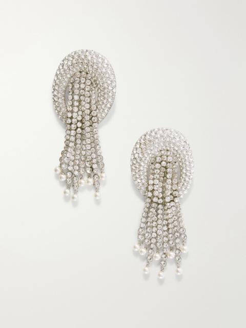 Valentino Kabarett silver-tone crystal and bead earrings Silver