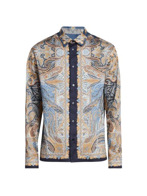 Etro Men's Paisley Button-Up Shirt - Printed Blue Base