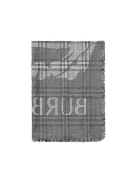 Burberry wide EKD Check wool silk scarf