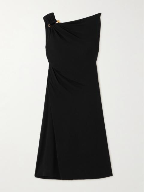 VERSACE Embellished Draped Crepe-jersey Mini Dress