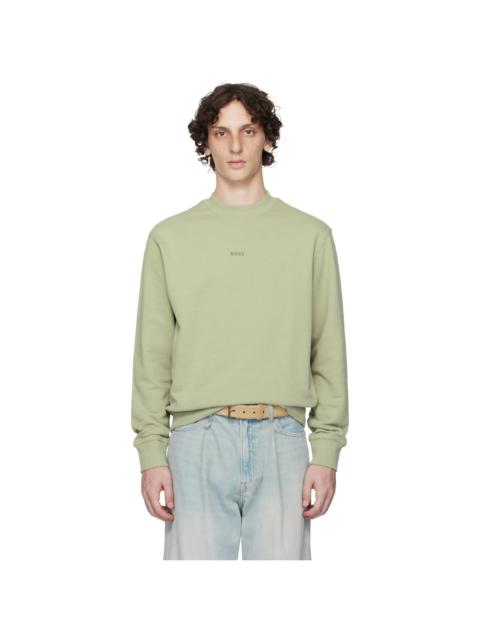 BOSS Khaki Relaxed-Fit Terry Contrast Logo Sweatshirt