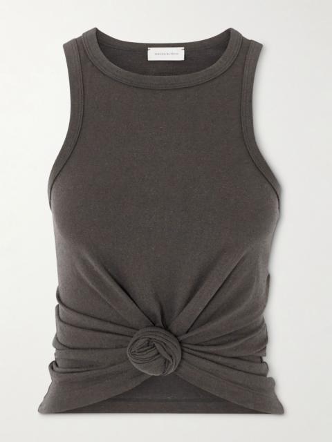 MAGDA BUTRYM Knotted cotton and silk-blend tank Gray