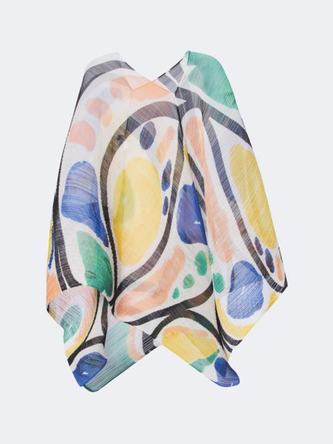 Pleats Please Issey Miyake Roll Madame-T pleated printed poncho