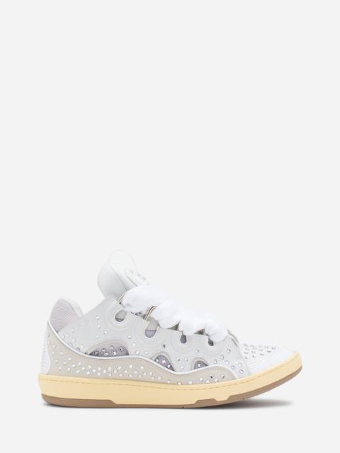 Lanvin CURB LEATHER SNEAKERS WITH RHINESTONES