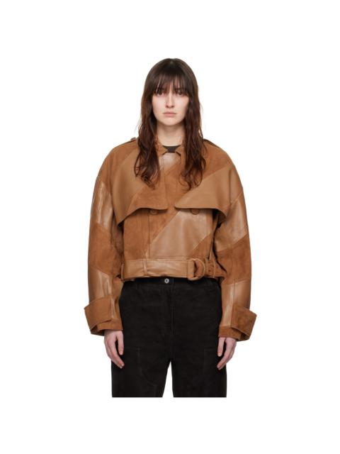 STAND STUDIO Brown Blossom Leather Jacket