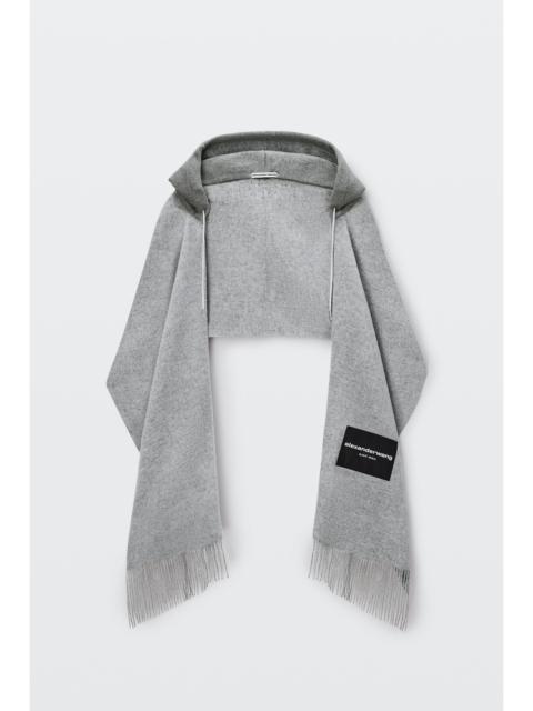 Alexander Wang crystal hotfix drawcord scarf hoodie