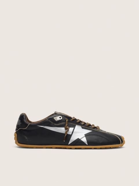 Golden Goose Men's Marathon Speed with black leather upper and silver star