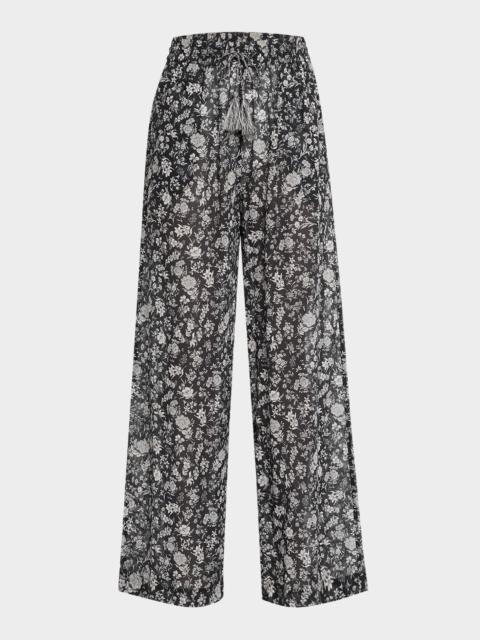 ULLA JOHNSON Azra Floral Wide-Leg Coverup Pants