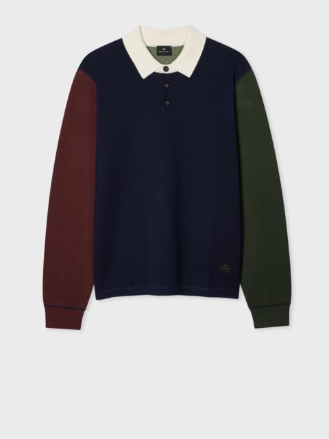 Paul Smith Navy Cotton-Blend Colour-Block Rugby Top