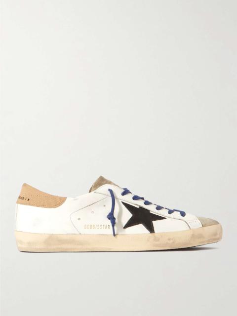 Superstar Distressed Leather and Suede Sneakers