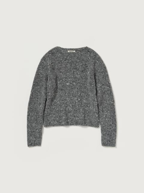AURALEE LOW-GAUGE HOMESPUN TWEED KNIT BOAT-NECK P/O