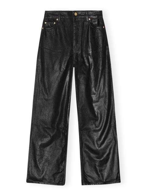 BLACK FOIL DENIM WIDE JEANS