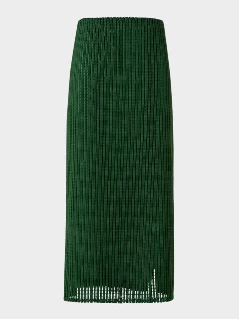 AKRIS Pencil Techno Stripe Embroidered Midi Skirt