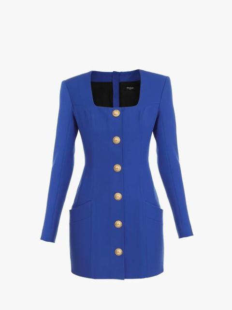 Short “gitane” blue wool dress with gold-tone buttons