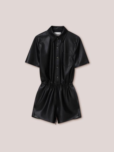 Nanushka LENI - Vegan leather button-down playsuit - Black