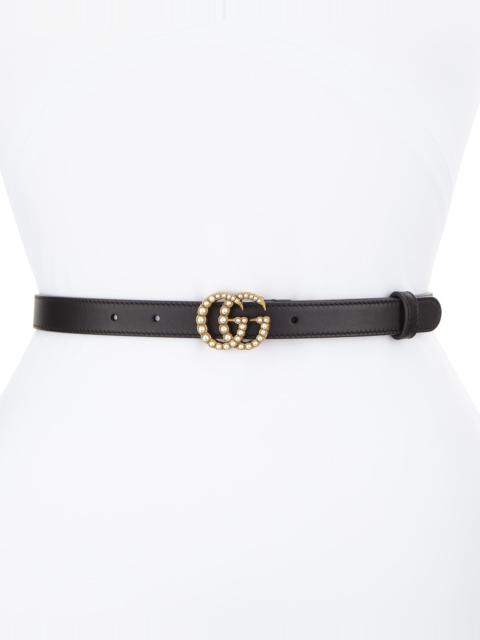 GUCCI Leather Belt w/ Double G Buckle
