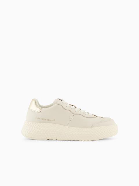 EMPORIO ARMANI Chunky leather sneakers with gold back