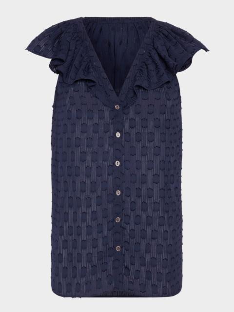 RAMY BROOK Silvia Dot Ruffle-Trim Top