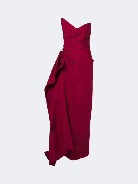 Monique Lhuillier Asymmetric draped silk bustier gown