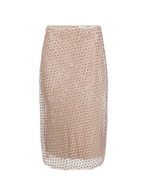sequin-embellished double-layer straight skirt