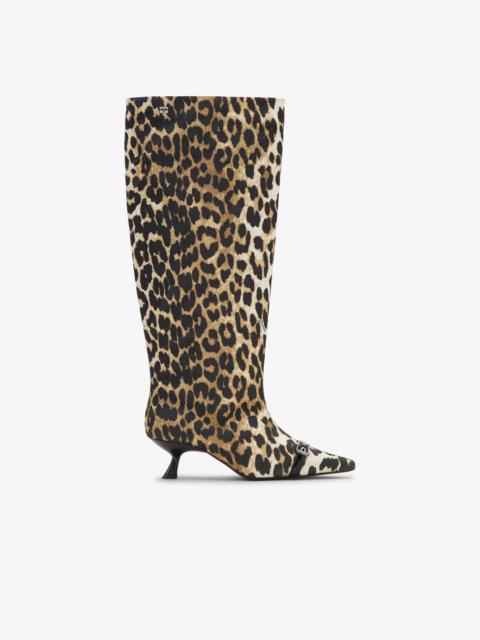 GANNI LEOPARD EYELETS SLOUCHY HIGH SHAFT BOOTS