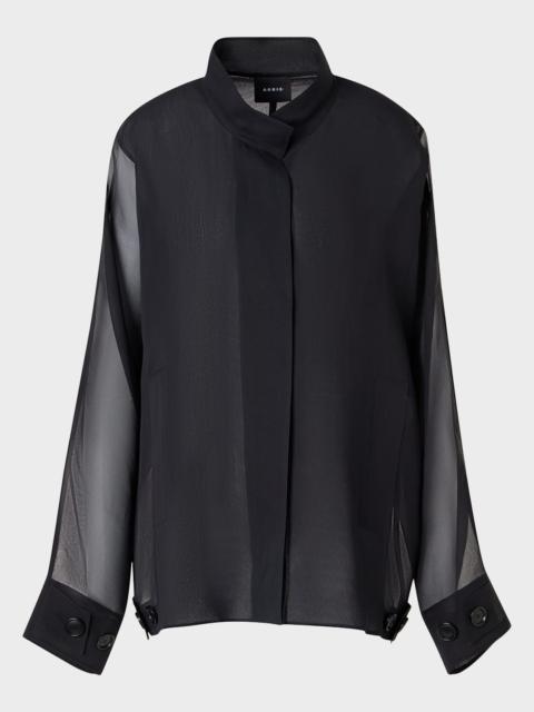 AKRIS Huma Silk Georgette Oversized Parka Jacket
