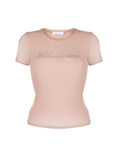 Blumarine logo-embellishment mesh T-shirt