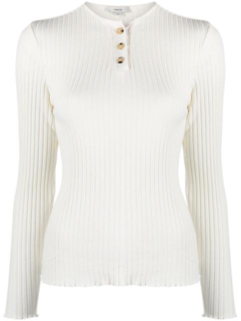 Vince Henley-neck ribbed jumper