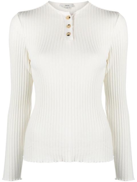 Vince Henley-neck ribbed jumper