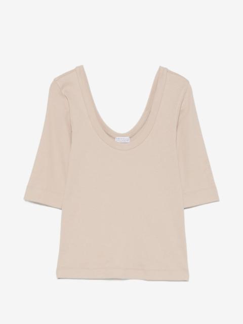 Brunello Cucinelli scoop-neck elbow-sleeve T-shirt