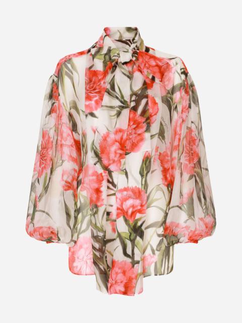 Carnation-print chiffon shirt