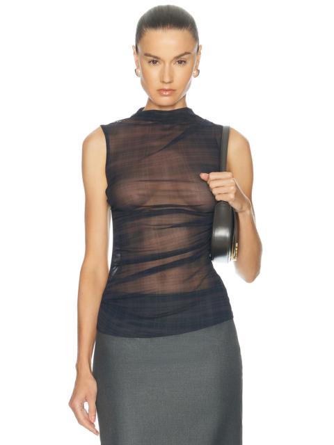 Enza Costa Mesh Sleeveless Twist Top