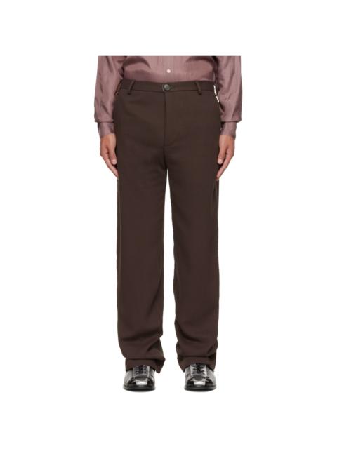 EDWARD CUMING Brown Draped Trousers