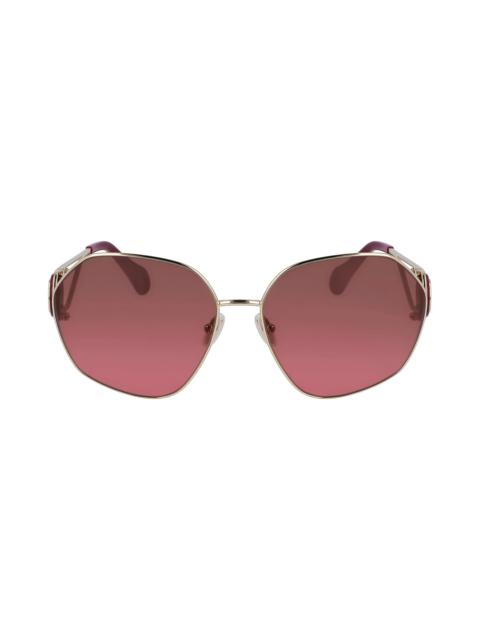 Lanvin Mother & Child 62mm Oversize Rectangular Sunglasses in Gold/Gradient Cherry