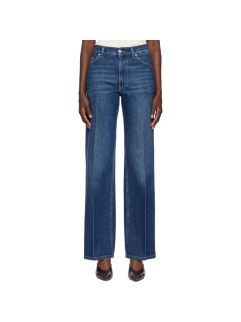 Stella McCartney Blue Crest-Embroidered Straight Jeans