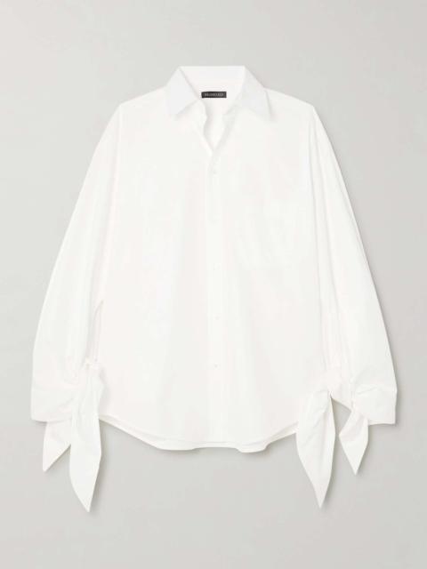 BALENCIAGA Oversized knotted cotton-poplin shirt White