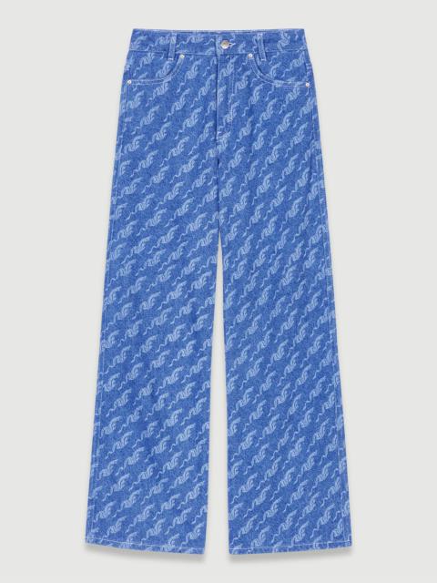 maje Wide-leg patterned jeans