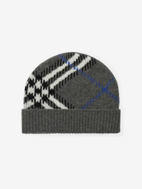 Burberry Check Cashmere Blend Beanie