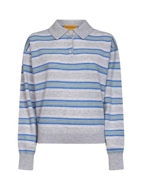 GUEST IN RESIDENCE Stone striped cashmere knit Collegiate Stripe polo shirt
