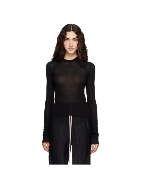 Rick Owens Black Tower Cropped Rib LS Hoodie