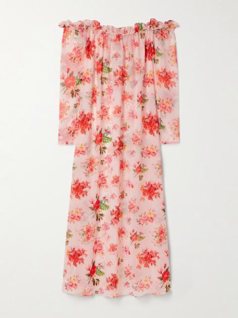 KIKA VARGAS Dede Off-the-shoulder Ruffled Floral-print Crepe De Chine Maxi Dress